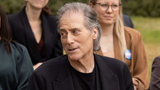 Richard Lewis turned to the side in conversation on Curb Your Enthusiasm. 